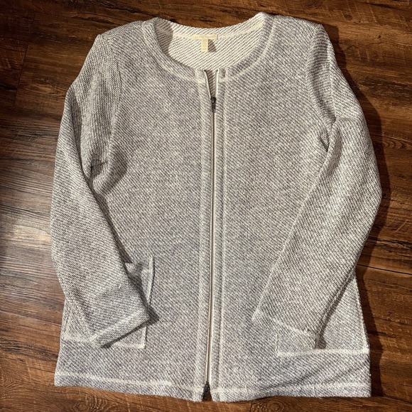Eileen Fisher Sweaters - Eileen Fisher Women's Medium Full Zip Organic Cotton Sweater Minimalist